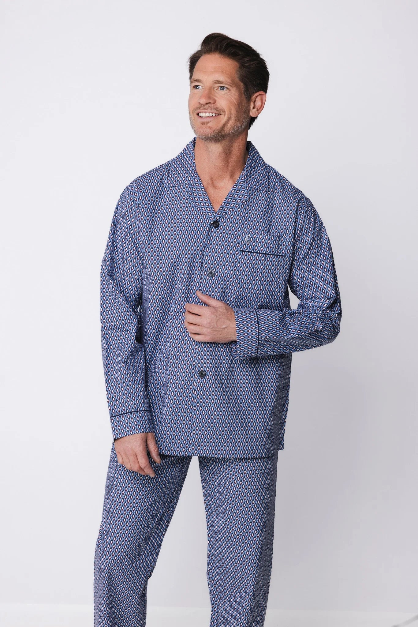 robson-pyjama-911qmq-1.jpg Robson Heren Pyjama katoen met knoopslu kopen? (Katoen) Bekijk Online – Sliponline - Afbeelding 1