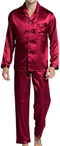 satijnen-pyjama-heren-300cit-1.jpg Satijnen pyjama voor heren, nachtkleding, loungewear, Bordeaux, XL : Amazon.nl: Kleding, schoenen & sieraden - Afbeelding 1