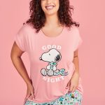 Shop Plus Size Snoopy Good Night Pyjama Top, Pink | Taking Shape AU