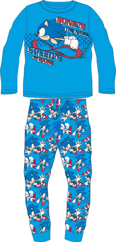 sonic-pyjama-184ypi-1.jpg Sonic the Hedgehog pyjama speed's blauw katoen maat 104 | bol - Afbeelding 1