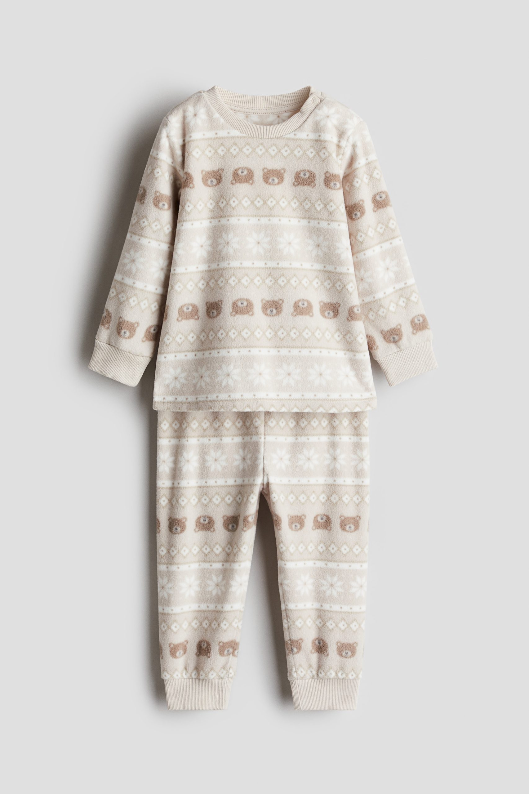 teddy-pyjama-500rgk-1.jpg Fleece pyjama Lichtbeige/teddyberen KINDEREN | H&M NL - Afbeelding 1
