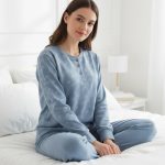 Tenderness Dames Pyjama Fleece Lange Mouwen Denim Blauw Maat S