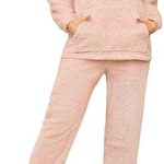 Tuopuda Pyjama voor dames, lange pyjamaset, fleece, winter, loungewear, huispak, wollig, met ritssluiting, warm, tweedelig, winterbovenstuk met lange mouwen en pyjamabroek, roze, XL : Amazon.nl: Kleding, schoenen & sieraden