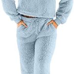 Dames vrijetijdspak teddy huispak joggingpak fleece pyjama set behaaglijk tweedelig pluizig bovenstuk en broek nachtkleding set warm winter ...