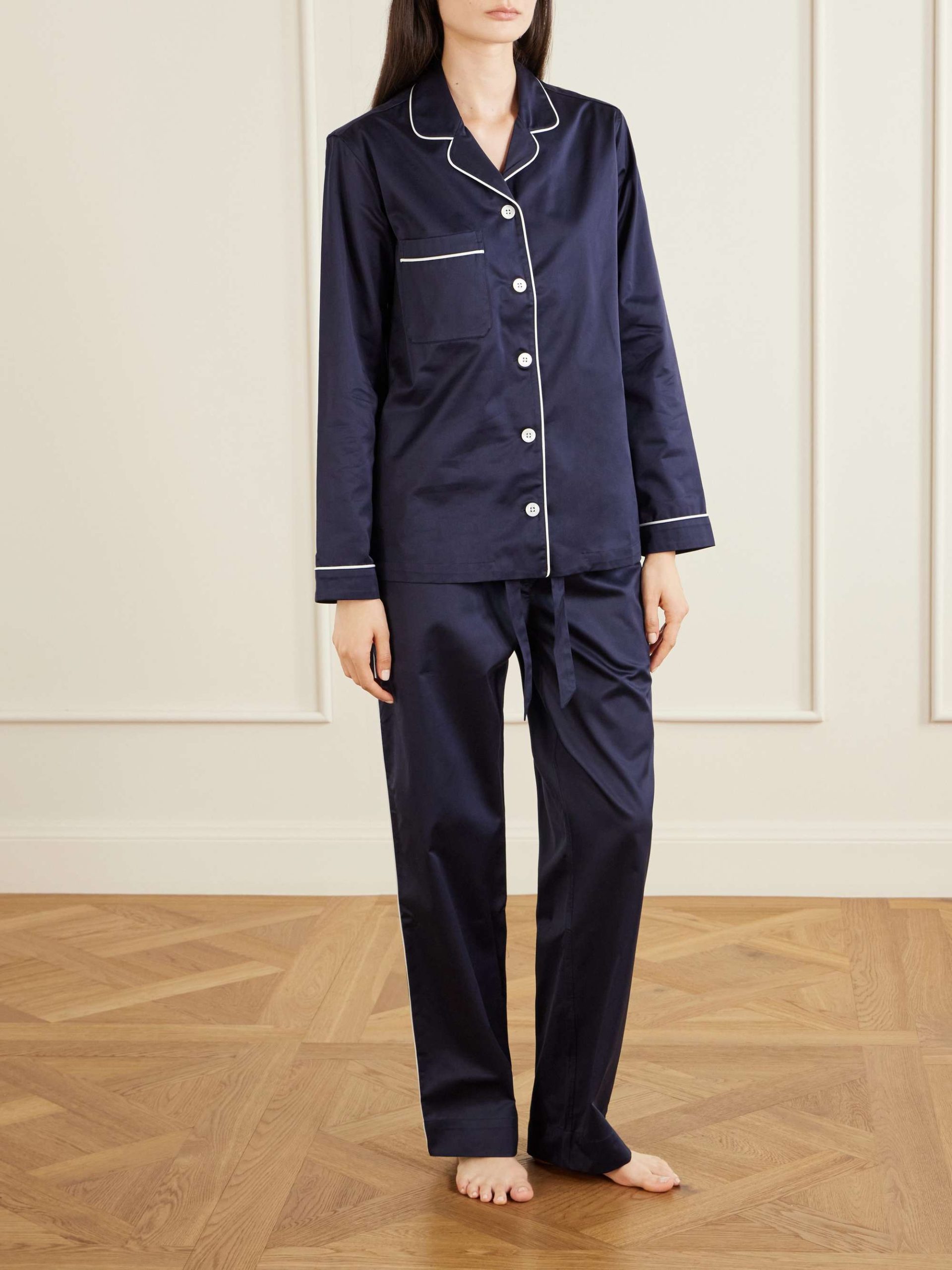 tekla-pyjama-410aqh-1.jpg TEKLA Sateen organic cotton pajama shirt | NET A PORTER - Afbeelding 1