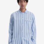 Pyjamas Long Shirt in Stave Stripes Tekla | Afura Store