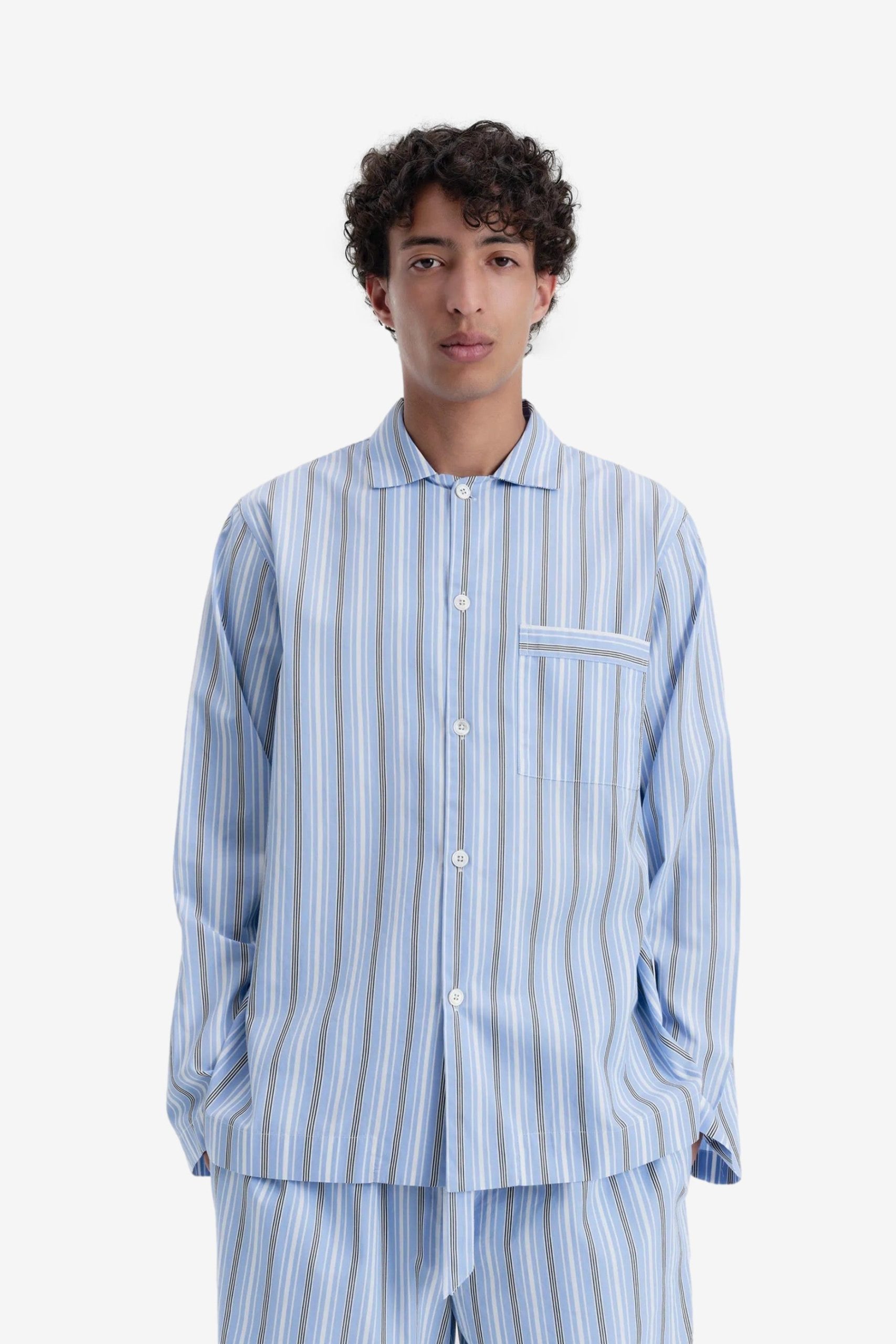 tekla-pyjama-617udn-1.jpg Pyjamas Long Shirt in Stave Stripes Tekla | Afura Store - Afbeelding 1