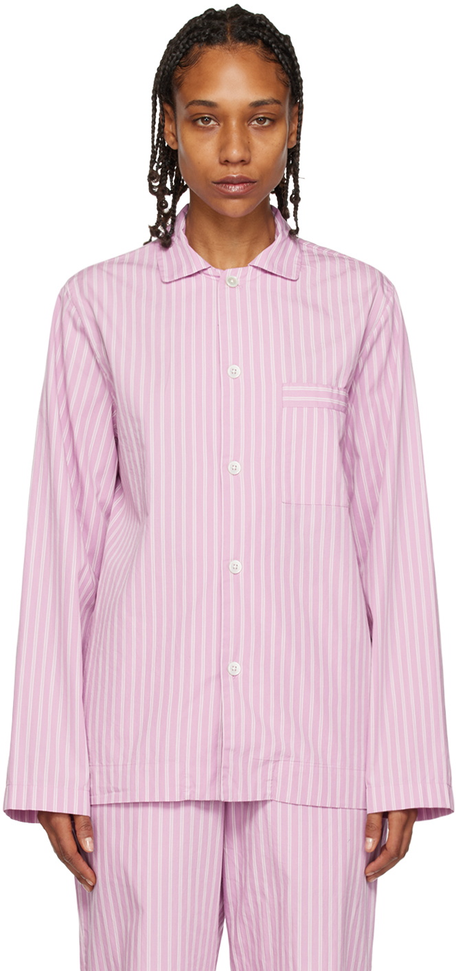 Yasmine Seck Tekla Pink Striped Pyjama Shirt Tekla Fabrics - Afbeelding 1