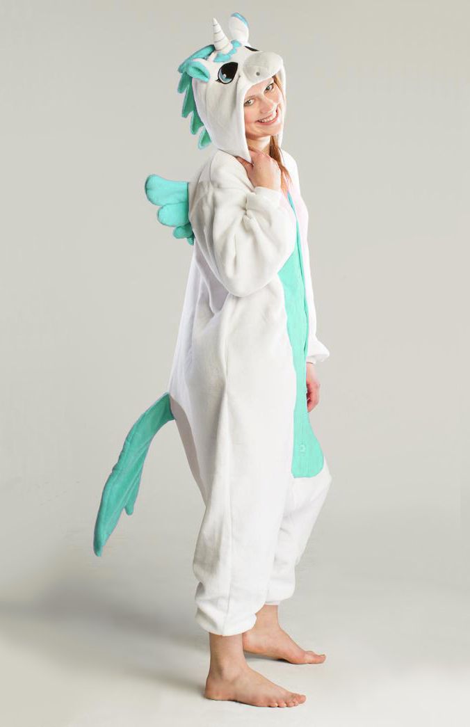 unicorn-pyjama-407vng-1.jpg Turquoise Pegasus Onesie Kinderen Unicorn Kostuum Pak Unicornpak Kind Pyjama - Afbeelding 1