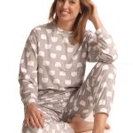 Cocodream micro velours dames pyjama Cats Grijs / XL
