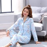 Dames pyjama set, dames nachthemd sets Katoenen pyjama set effen kleur strepen pyjama set lange mouw nachtkleding dames lange broek, schattig roze, L : Amazon.nl: Kleding, schoenen & sieraden