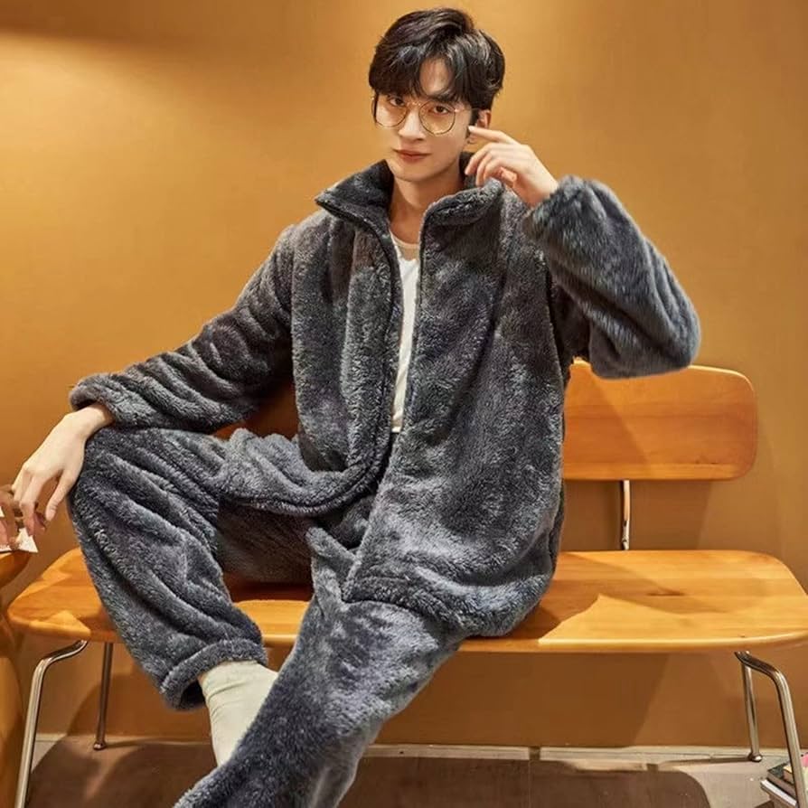 warme-heren-pyjama-734wyr-1.jpg Winterpyjama Voor Heren Mode Heren Pyjama Tweedelig Dikke Warme Koraal Fleece Pyjama Set Grijze Top Met Lange Mouwen + Broek Zacht Flanel Casual Huiskleding Kerstcadeaus,Grijs,Xxl : Amazon.nl: Kleding, schoenen & sieraden - Afbeelding 1