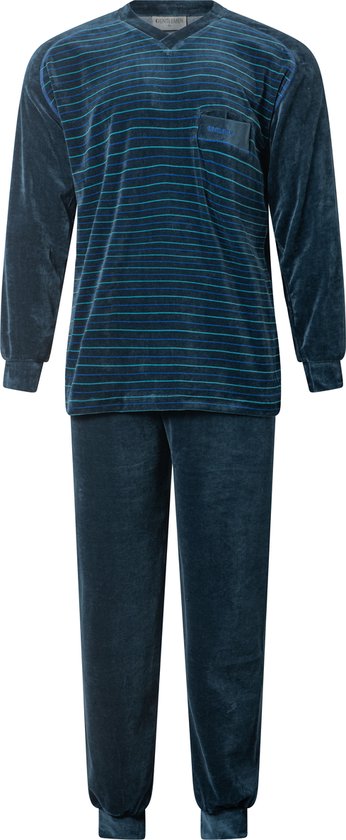 warme-heren-pyjama-860dcu-1.jpg Gentlemen warme heren pyjama Velours V hals Donkerblauw Maat XL 114243 | bol - Afbeelding 1