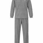 Gentlemen winter heren pyjama 114338 badstof warme pyjamaset groen/grijs met knoophals gentlemenwear.nl