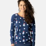 Winterpyjama met sneeuwpoppen en dots