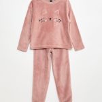 Lange fleece pyjama Sweater + broek 2 delig Rose