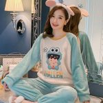 Winter Flanel Warme Pyjama Vrouwen Lange Mouw Thuis Pak Dames nachtkleding cartoon Fluwelen Pyjama set Dikker Feminino Pyjama : Amazon.nl: Kleding, schoenen & sieraden