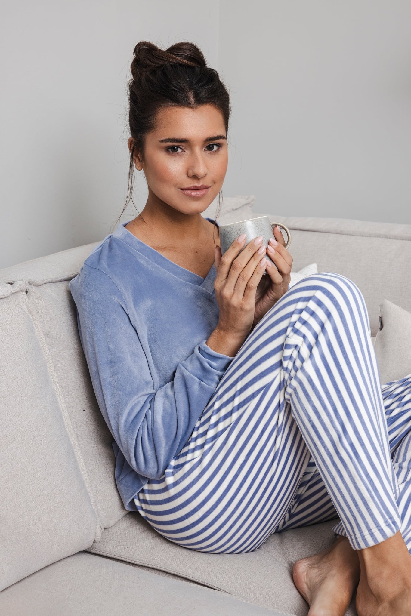 warme-pyjama-653hsq-1.jpg Pastunette dames pyjama fleece kwaliteit blue - Afbeelding 1
