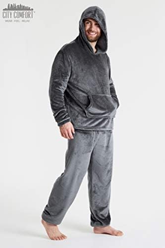 warme-pyjama-heren-454qnr-1.jpg CityComfort Heren pyjamaset, warme fleece pyjama voor heren, met pluizige hoody, HOUTSKOOL, XL : Amazon.nl: Kleding, schoenen & sieraden - Afbeelding 1