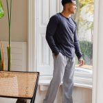 Phil & Co Phil & Co Lange Heren Pyjama Set Met Flanellen Pyjamabroek Grijs