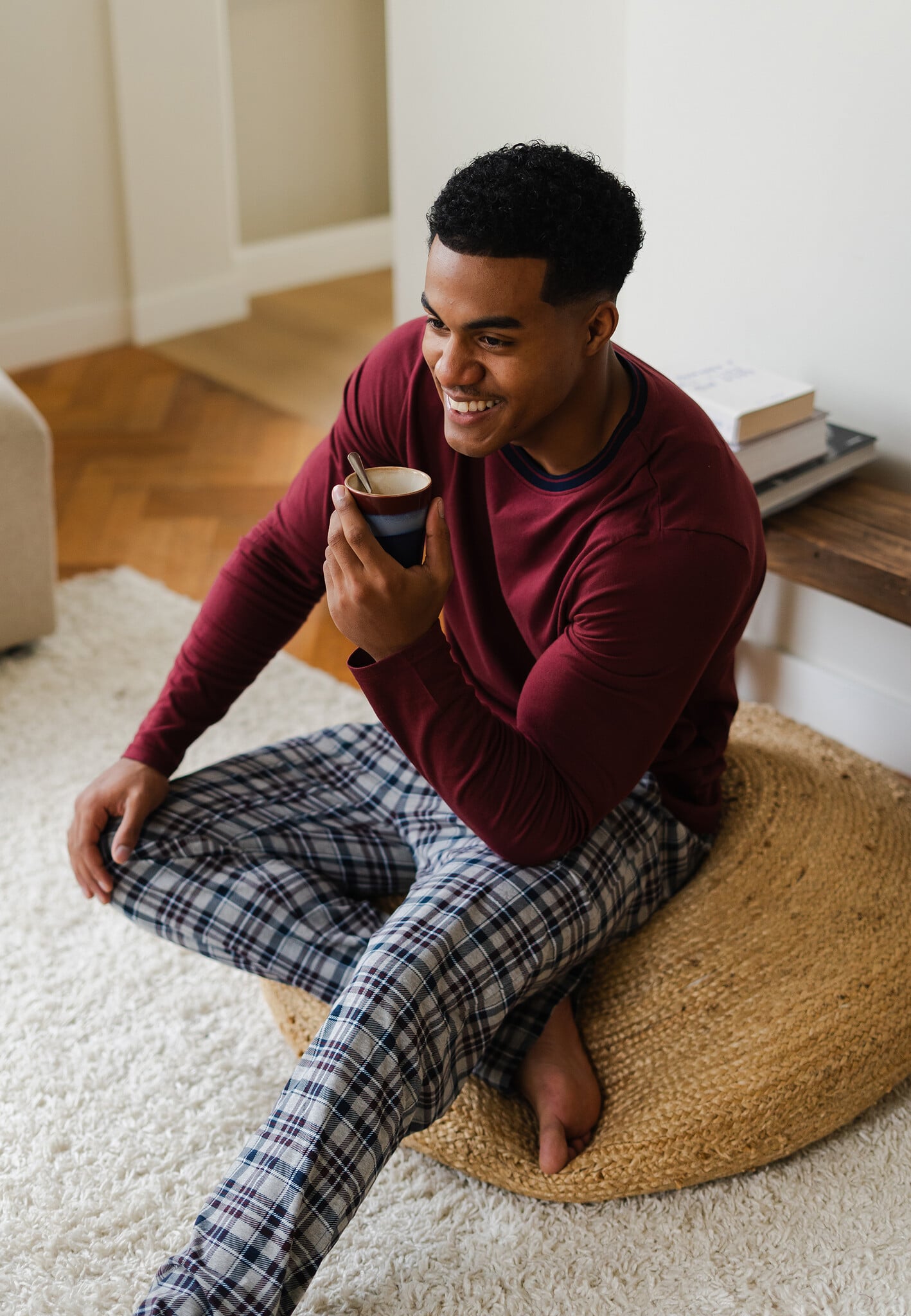 winter-pyjama-458rtd-1.jpg Phil & Co Phil & Co Heren Winter Pyjama Set Lang Rood/Grijs Geruit - Afbeelding 1