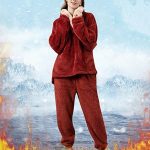 YJING Thermo pyjama dames winter flanel fleece pyjama set knuffelig nachtkleding 2 delig loungewear pyjama vrouwen warm zacht knuffelpak, Z01, rood., L : Amazon.nl: Kleding, schoenen & sieraden
