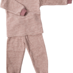 Lilano tweedelige wol plush pyjama mauve gestreept