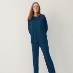 100% merinowollen pyjama voor dames Blauwe thermische tweedelig pyjamaset Duurzame wollen nachtkleding GRETA top en EVA broek Etsy Nederland