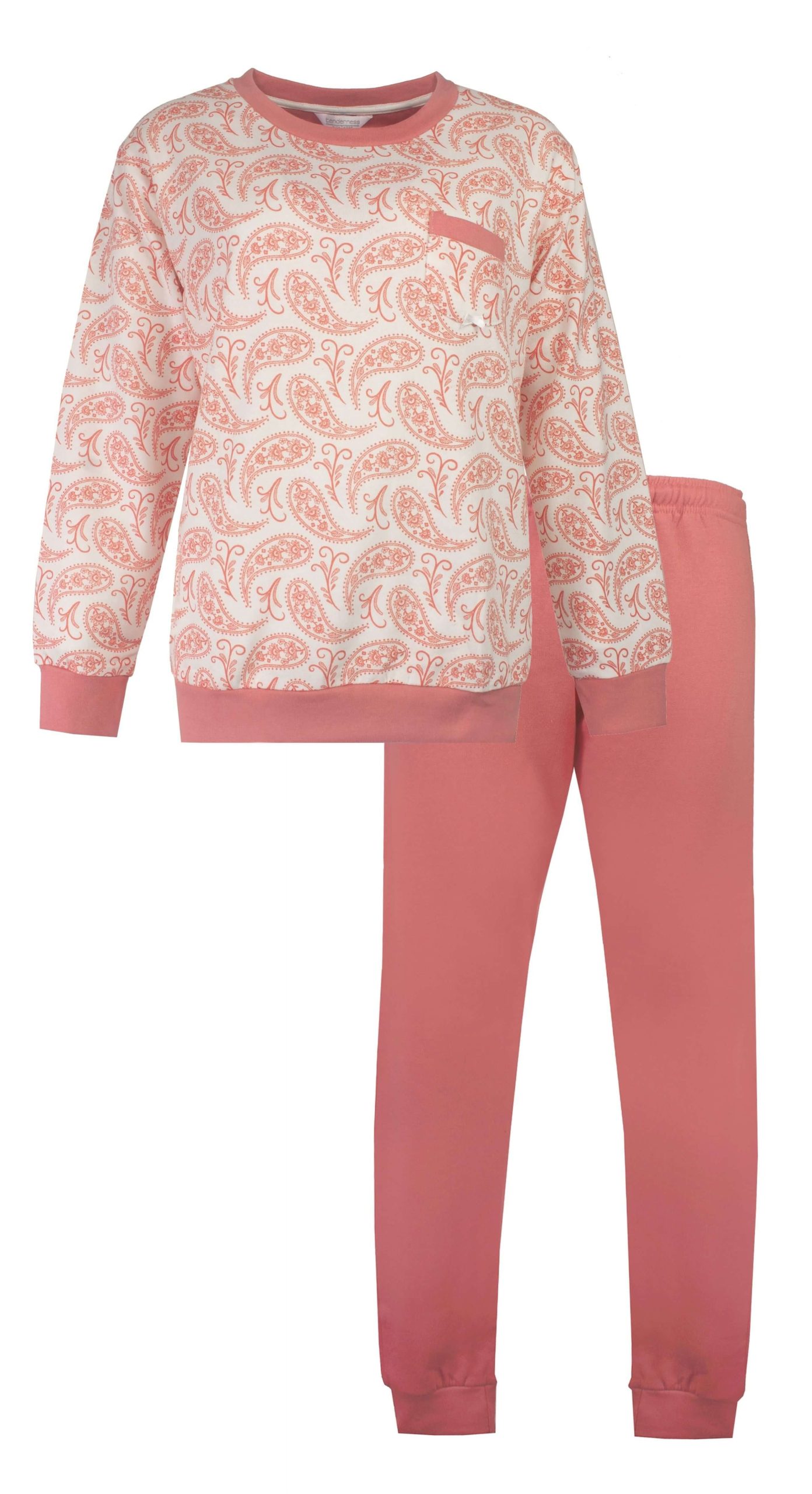 zachte-pyjama-dames-707tqs-1.jpg Tenderness Dames Pyjama Fleece Ronde Hals Roze Maat L - Afbeelding 1