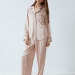 Anna Field by Zalando TONAL STRIPE SATIN SET Pyjama beige Zalando.nl
