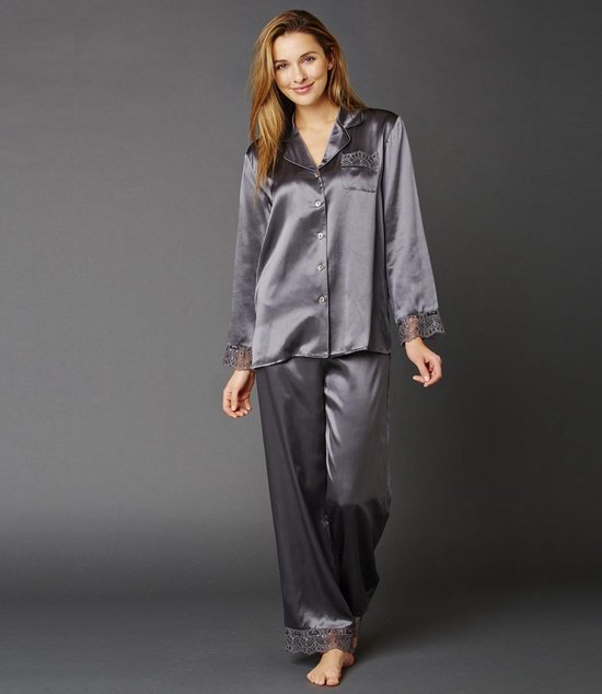 zijde-pyjama-658muu-1.jpg Zijden Dames Pyjama Sleep In Zinc Large 100% zijde | bol - Afbeelding 1