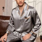 Heren Zijden Pyjama Set Heren Nachtkleding Mannen Sexy Zachte Homme Gezellige Satijnen Nachtjapon Casual Lounge Pyjama Nachtkleding, A, L (BL) : Amazon.nl: Kleding, schoenen & sieraden
