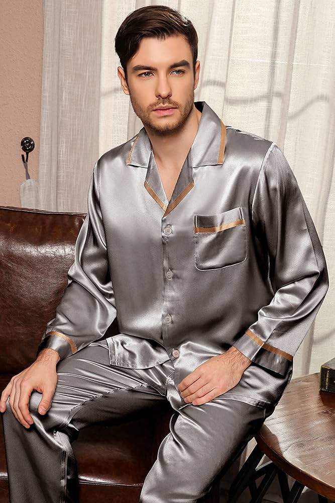 zijden-pyjama-heren-626ofu-1.jpg Heren Zijden Pyjama Set Heren Nachtkleding Mannen Sexy Zachte Homme Gezellige Satijnen Nachtjapon Casual Lounge Pyjama Nachtkleding, A, L (BL) : Amazon.nl: Kleding, schoenen & sieraden - Afbeelding 1