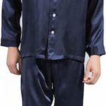 Zijden pyjama set heren (Marine blauw) | bol