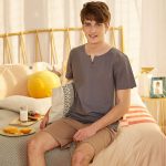 Heren pyjama zomer puur katoenen shorts pyjama set... – Grandado