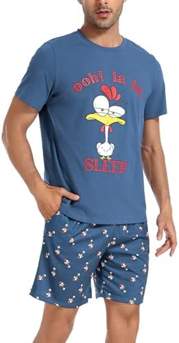 zomer-pyjama-heren-140zus-1.jpg Jezonga Heren pyjama voor de zomer, korte pyjamasets voor heren, katoen, broek, nachtkleding voor heren, A lichtblauw, L : Amazon.nl: Kleding, schoenen & sieraden - Afbeelding 1