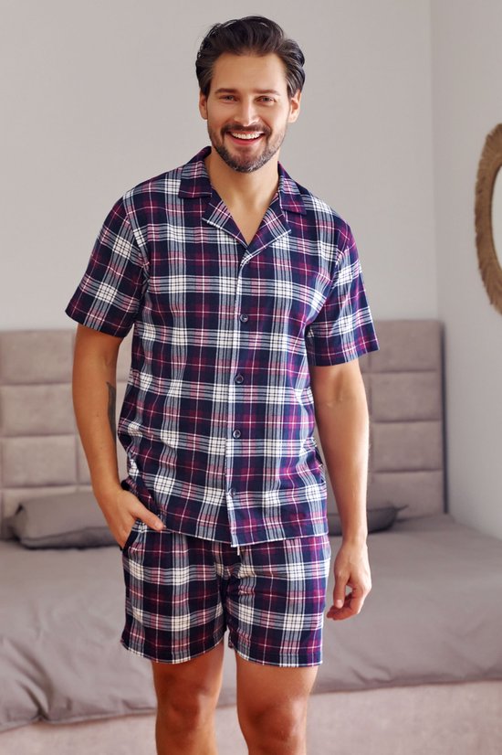 zomer-pyjama-heren-596fvg-1.jpg Doctor Nap Katoenen Pyjama Heren Korte Mouw Korte Broek Zomer Shortama Burgundy PMB.7234 L | bol - Afbeelding 1