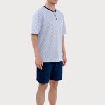 Heren Pyjama Kort Zomer Gebreide Marineblauw | El Búho Nocturno