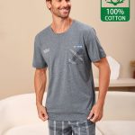 heren pyjamaset van 100% puur katoen geschikt voor lente en Temu Netherlands